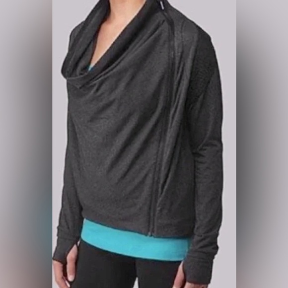 Lululemon Sway cowl-neck jacket, charcoal grey - Picture 1 of 12